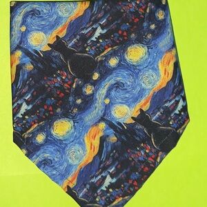 Van Gogh Inspired Dog Bandana with Cat Design